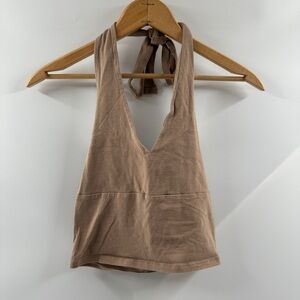 Hollister Must-Have Collection Tan/Brown Tie Halter Tank Top – Size Small